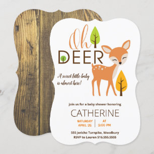 Invitation Oh Deer Woodland Forest Baby shower