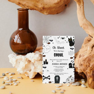 Invitation Oh Feuille nous avons un baby shower de ghoul hall