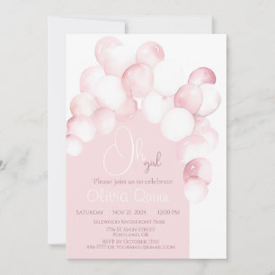 Invitation Oh fille ballons roses arche baby shower