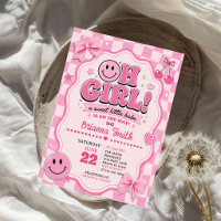 Oh Fille Rose Carreaux Visage Heureux Nœud Fête de
