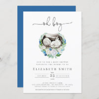 Oh Garçon Aquarelle Bleu Floral Wreath Baby shower