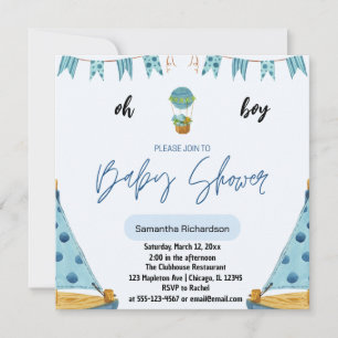 Invitation Oh Garçon Baby ballon bleu air