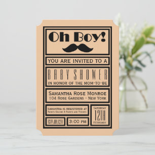 Invitation Oh garçon Baby shower de moustache noire