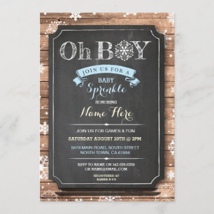 Invitation OH GARÇON Baby shower Wood Winter Sprinkle Invitat