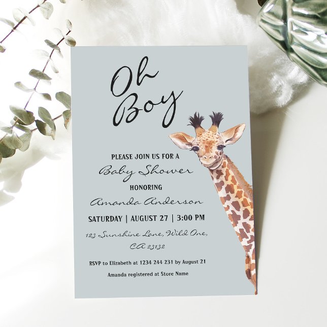 Invitation Oh Garçon Bébé Girafe Fête de Naissance  (Créateur téléchargé)