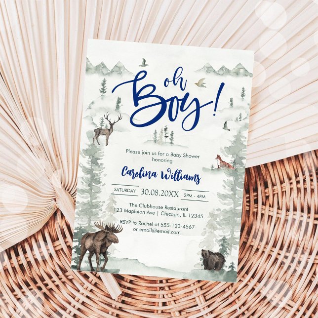 Invitation Oh Garçon Commençons l'Aventure Forêt Baby Shower (Créateur téléchargé)