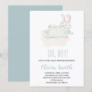Invitation Oh Garçon Douce Lapin Aquarelle Baby Shower