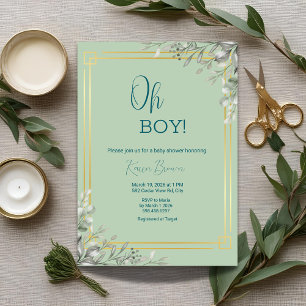 Invitation Oh Garçon Elegant Verdure & Baby shower Or