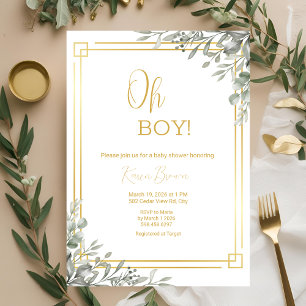 Invitation Oh Garçon Elegant Verdure & Baby shower Or