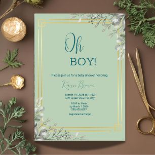 Invitation Oh Garçon Elegant Verdure & Baby shower Or