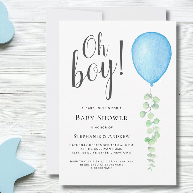 Invitation Oh garçon Eucalyptus Blue Baby shower Couples (Créateur téléchargé)