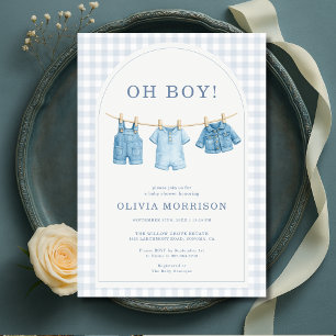 Invitation Oh Garçon Ligne de Vêtements en Jean Bleu Baby Sho