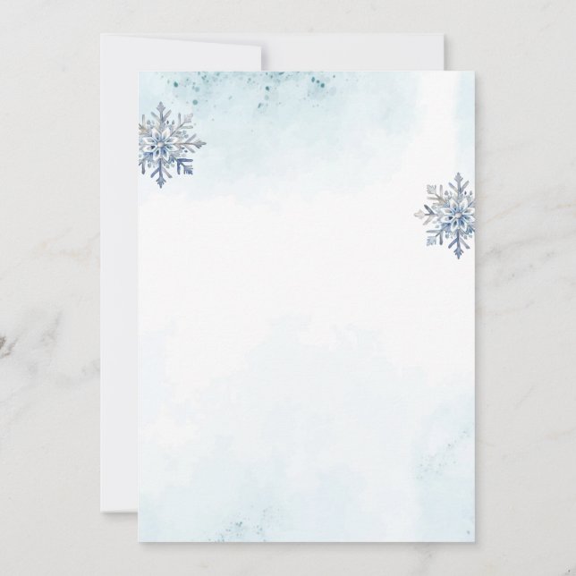 Invitation Oh garçon mignon Bleu Cerf Flocon de neige Baby Ga (Dos)