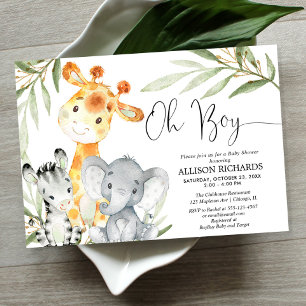 Invitation Oh garçon mignon Safari animal vert garçon baby sh