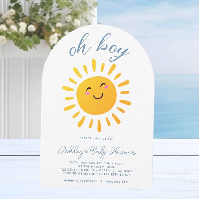Invitation Oh Garçon Mignon Soleil Bleu Baby Shower (Créateur téléchargé)