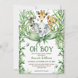 Invitation Oh Garçon Mignons Animaux de Safari Baby Shower