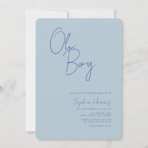 Invitation Oh garçon minimaliste Baby shower bleu