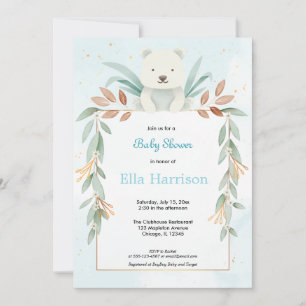 Invitation Oh garçon moderne eucalyptus bleu baby shower ball