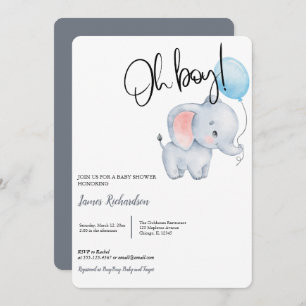 Invitation Oh garçon moderne eucalyptus bleu baby shower ball