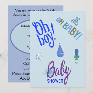 Invitation Oh Garçon ! Oh Bébé ! Baby Shower