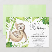 Oh garçon paresseux tropical vert feuille baby sho