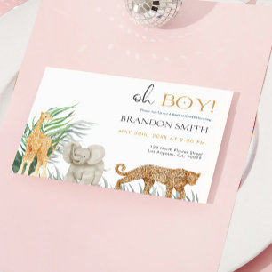 Invitation Oh Garçon Safari Animaux Jungle Baby shower