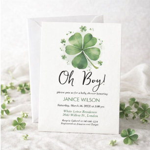 Invitation Oh Garçon Shamrock Vert Fête de la Saint-Patrick B