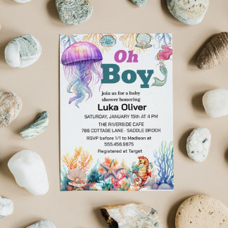 Invitation oh garçon sous la mer bébé garçon douche