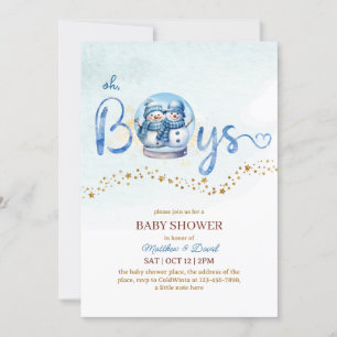 Invitation Oh garçon thème hiver Baby shower jumeau