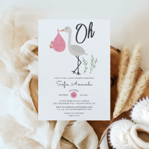 Invitation Oh Girl Baby shower minimaliste