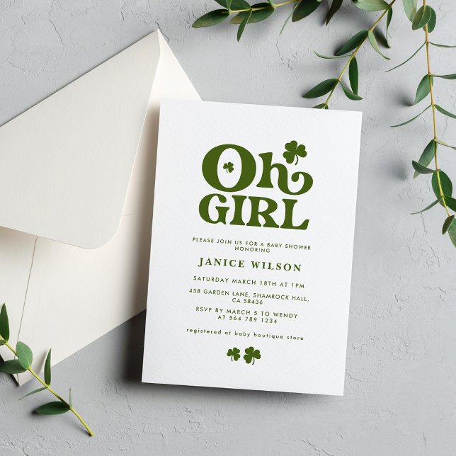 Invitation Oh Girl Charm St. Patrick's Day Baby shower (Créateur téléchargé)