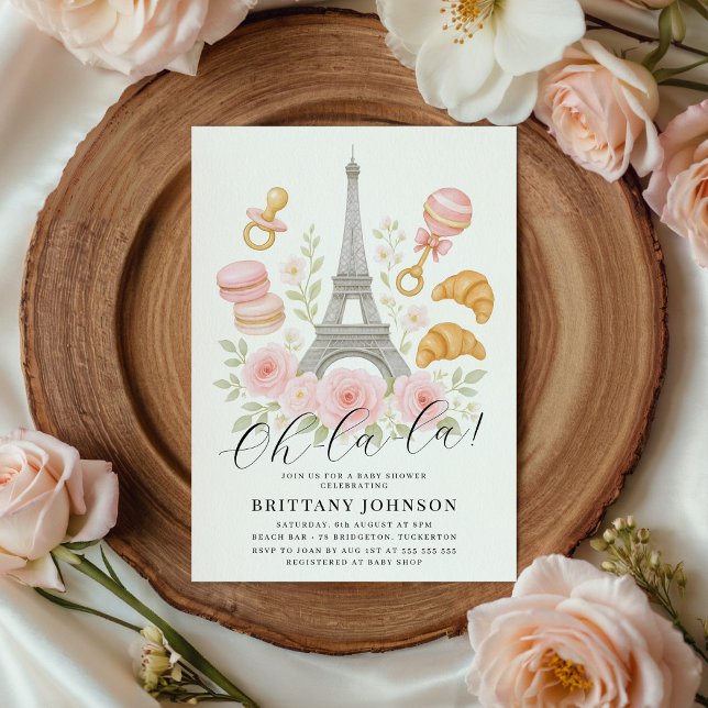 Invitation Oh La Chic Floral Baby shower parisien (Créateur téléchargé)