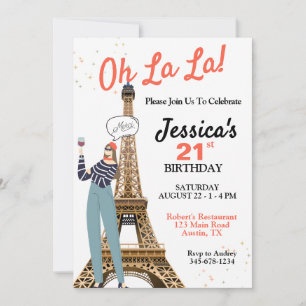 Invitation Oh La La Anniversaire à Paris pour tout âge