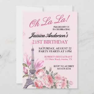 Invitation Oh La La Anniversaire à Paris pour tout âge