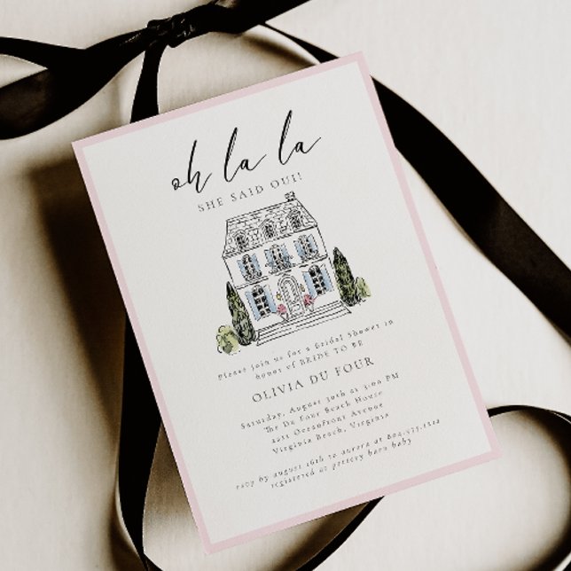 Invitation Oh la la chalet floral fête de mariage (Oh la la - She said Oui French Chalet Elegant Modern Bridal Shower Invitation.)