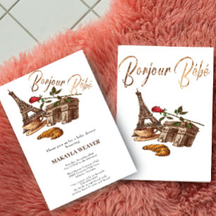 Invitation Oh La La ! Gold French Paris Baby shower Invitatio