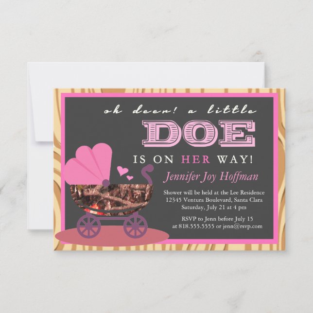 Invitation Oh le cerf commun, une petite daine est sur son (Devant)