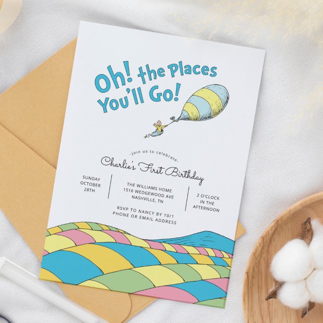 Invitation Oh ! les Endroits où tu vas ! | Premier Anniversai (Créateur téléchargé)