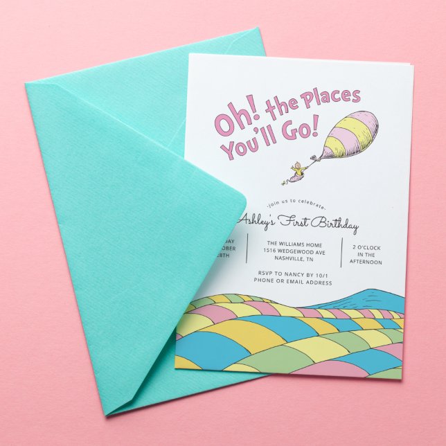 Invitation Oh! les Endroits Où Tu Vas! | Premier Anniversaire (Créateur téléchargé)
