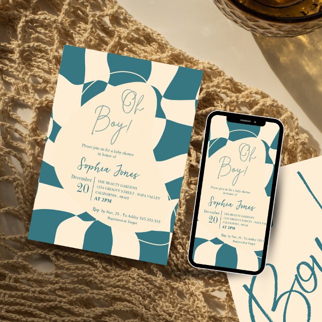 Invitation Oh mon Dieu ! À damiers rétro | EN VICHY | BABY SH (Créateur téléchargé)