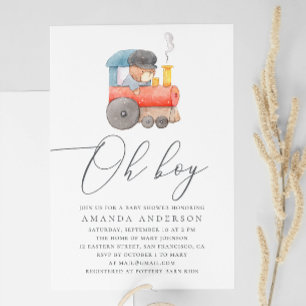 Invitation Oh mon dieu. Aquarelle mignonne baby shower ours e