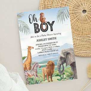 Invitation Oh mon Dieu ! Baby shower animalier sauvage