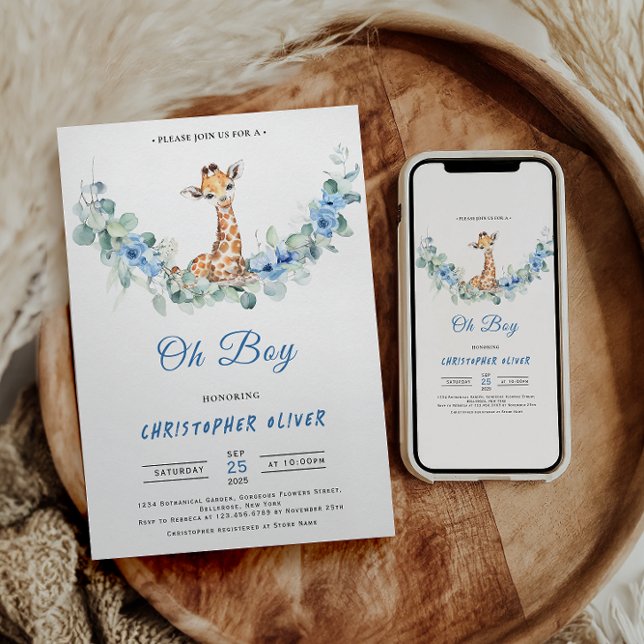 Invitation Oh mon Dieu ! Baby shower bébé Giraffe (Créateur téléchargé)