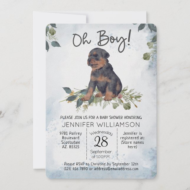 Invitation Oh mon Dieu ! Baby shower Chien Chien Chien Chien  (Devant)