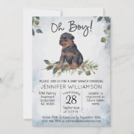 Invitation Oh mon Dieu ! Baby shower d'aquarelle Rottweiler P
