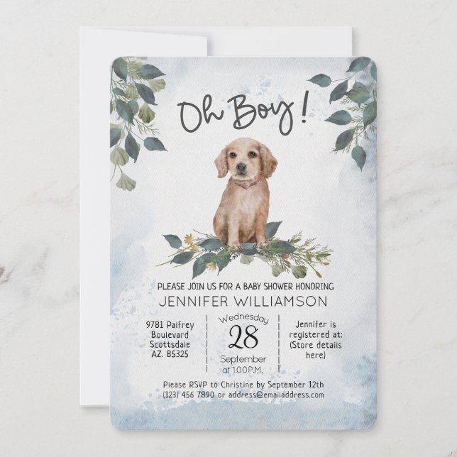 Invitation Oh mon Dieu ! Baby shower de chien (Devant)