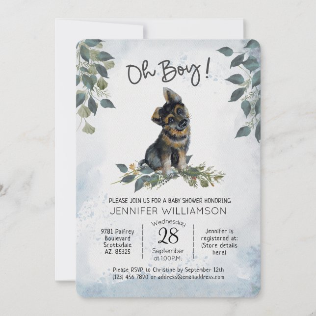 Invitation Oh mon Dieu ! Baby shower de chien (Devant)