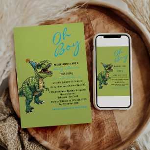 Invitation Oh mon Dieu ! Baby shower Dinosaur