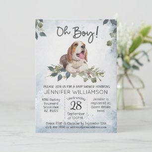 Invitation Oh mon Dieu ! Beagle Chiot Baby shower d'aquarelle