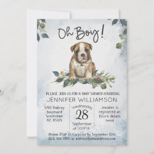 Invitation Oh mon Dieu ! Bulldog Chiot Aquarelle moderne bébé
